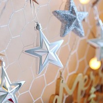 오너먼트 별장식세트 6입 실버.파티해, 레드