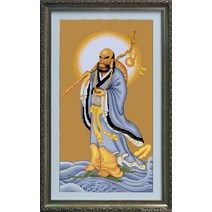 달마도 달마대사 황금 조롱박 파도 대형 보석십자수 비즈 공예, 70x140cm, 1개