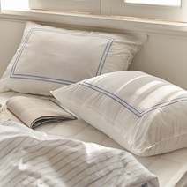 프렌치 블루 호텔 침구 자수 베개커버