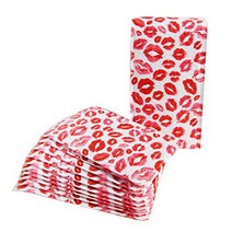 Lips Bubble Poly Mailers Red Kiss for Make Up Lip Gloss Lipstick Self Sealing Padded Envelope Wide L, 1, Lips Bubble Poly Mailers Red K