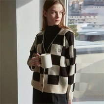 얀써틴 얀써틴 CHECKER BOARD CARDIGAN_CREAM (7874359)