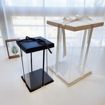 장미곰돌이 포장박스 선물상자 선물박스 케이크 투명선물박스, 블랙
