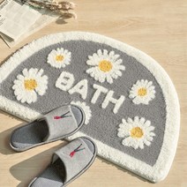 홈패션 집꾸미기용 데이지플라워 반달 발매트 원룸 아이방 욕실 키친 침실, 플라워 반달매트 대, 플라워 반달매트 대