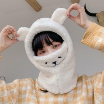 [HOLYG]코앙 귀여운 겨울 털모자 후드넥워머 보넷 모자