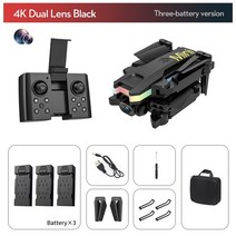 새로운 xt8 미니 드론 4k 전문 hd 카메라 와이파이 fpv 공기압 고정 높이 led 라이트 foldable quadcopter rc 헬리콥터 장난감, 블랙 더블 3b