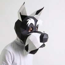 페이퍼크래프트 동물 종이공예 슈나우저 개 동물 성인 마스크 종이 모델 3D Papercraft 아트 의상 파티 코, 한개옵션1, 01 RTY088