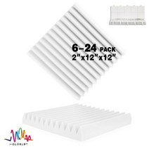 2GIDA 스튜디오방음제 소음 흡수 폼 어쿠스틱 스폰지 6/12/24 개 음악 스튜디오 방음 시트 Ktv 룸 하우스 절연 도어 벽 패널, 16.White - High Density-6 Pcs