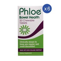 플로에 보웰 헬스 키위 추출물 프리바이오틱스 엔자임 츄어블 타블렛 50정 PHLOE BOWEL HEALTH CHEWABLE Prebiotics Kiwi Extract, 6개