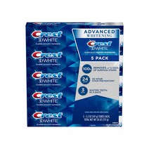 미국 크레스트 3D 화이트 어드밴스드 화이트닝 치약 5.2 oz 5개 세트, 737g, 1개