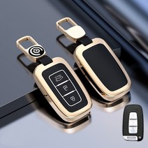 키에티 현대 기아 i30 모하비 알루미늄+TPU 스마트 키케이스, 3버튼, 블랙