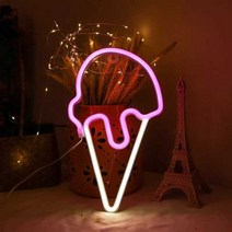 무인아이스크림 네온 라이트 사인 LED 할인점 조명 매장 간판 장식 가게, 03 아이스크림 배터리 램프 12x6