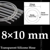 100cm I.D 8 20mm 식품 등급 투명 실리카 겔 호스 내열성 수족관 유연한 실리콘 튜브 연질 파이프, [02] 8x10mm, [01] 100cm