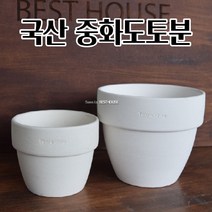 국산토분 팽이 화이트 토기 화분 선인장 화초 꽃 공 빈 분갈이, D15 15x13cm