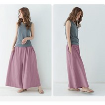 여성 린넨 와이드 루즈핏 캐주얼 포켓 치마 바지 큐롯 팬츠 데일리룩 a2