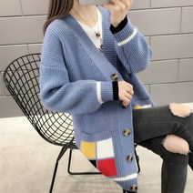 위위브렌 여성 봄가을 스판 데일리 무지개단추 니트 카디건