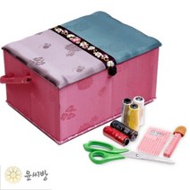 윤씨방 라인 목단수 반짇고리-대, 청록