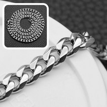 써지컬스틸 실버 커브체인 뱀줄 남자목걸이9mm