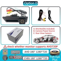 어라운드뷰 후방 사이드 카메라 180 도 HD 차량 카메라 폭스바겐 제타 투아렉 샤란 캐디 파사트 골프 티구, 04 AHD-720P