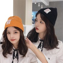 앨리스도매 와팬포인트 심플모자 비니 여성모자 니트 캐주얼룩 (8976307), 화이트