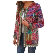 빅사이즈 셋업 자켓 린넨 가을 겨울 빈티지 코튼 가디건 재킷 여성 긴 소매 보헤미안 민족 느슨한 겉옷 코트 탑 S-5XL