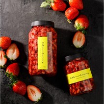[초코써니 딸기청] 홈카페 딸기 라떼 우유 요거트 과일 수제청 과일청 1kg 500g 답례품 차 선물 세트 대용량 납품, 1kg코코딸기청
