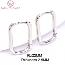 주얼리DIY세트 주얼리메이커 고급케이스 지르콘 사각형 귀걸이 고리 걸쇠 쥬얼리 제작 결과 12x16.5mm 24K 골드 컬러 황동 2464 4 개