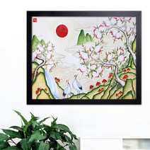 나봄갤러리 해학반도도 복숭아그림 액자, 1.심플 블랙 액자