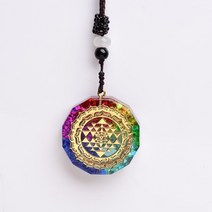 오르고나이트 Orgone 펜던트 목걸이 Metatron Cube 에너지 7 Chakras Reiki 치유 EMF 보호 크리스탈, 01 60cm