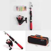 초보 루어 릴 낚싯대 세트 레드 낚시용품 바다낚시용품