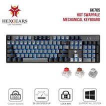 한손키보드 커스텀 hexgears gk715 kailh box switch lol 키보드 방수 핫 스왑 104 키 키보드 핑크 기계식 키보드, gk715-핑크-화이트, 빨간 스위치
