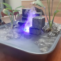 실내인테리어용 LED 물안개 초음파 가습기 큐브곱돌 사각돌 맥반석 수경재배, LED안개발생기