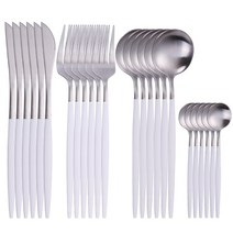 설 선물 세트 유기 방짜 은수저 수저spklifey 골드 칼 24 pcs 황금 칼 세트, 매트 w-실버 6sets