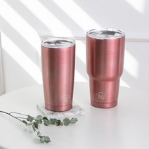인터바겐 스텐 이중진공 텀블러 대형텀블러 보온보냉텀블러 빨대텀블러, 로즈골드 900ml