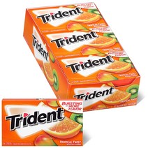 트라이던트 무설탕 자일리톨 껌 대용량 (1 Box x 15 팩 ) (옵션 다양), 트로피칼 열대과일 맛