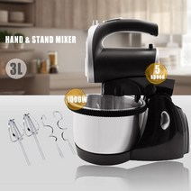 혼합기 3L 스탠드 믹서 (보울 포함) 5 스피드 핸드 전기 2 in 1 for Cake 반죽 제조기 Egg Beater 행성 블렌더, YELLOW
