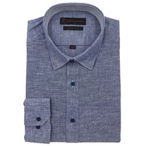 로베르따 남성용 린넨 솔리드 슬림핏 네이비 긴소매 셔츠 RJ1-851-9