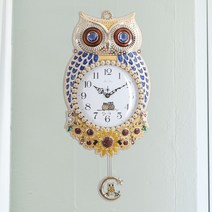 풍수인테리어 타모모 부엉이 추 벽시계, 골드사파이어