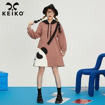 여성 편안한스타일 keiko 애기곰 고양이 도안 후드원피스