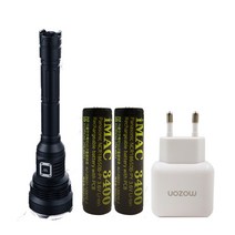 우벤라이트 T-101 CREE XHP70 LED 고성능 후레쉬 손전등 서치라이트 사냥 순찰 방범 해루질써치 랜턴, 1세트, 세트(본체+배터리3400(고방전) 2개+충전아답터)