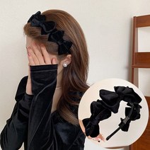 메리카 로맨틱시크 벨벳 리본 헤어밴드 머리띠