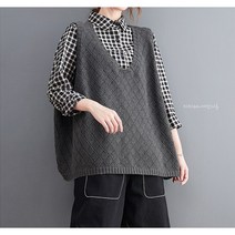 마마제이 중년여성 40 50대 엄마옷 박시핏 스카시 브이넥 니트 조끼