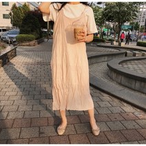 레이어드 쭈글이 뷔스티에 롱원피스 주름