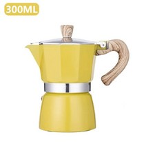모카포트인덕션 빈티지 나무 손잡이 에스프레소 메이커 모카 포트 클래식 이탈리아 및 쿠바 카페 양조용 도, 11 300ml yellow