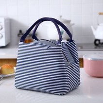 1+1 예쁜 소풍 스트라이프 도시락 보냉백 아이스 보냉 가방 쿨러백 미니 보온 캠핑 박스 피크닉 은박 캔버스 팩 에코 쇼퍼 지퍼 여성 소형 용 휴대용 대형 일회용 손잡이, R59020N(블루 2개세트
