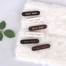 짱패브릭 (10개) 라운드핸드메이드우드라벨-3 color, 화이트