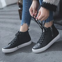 4cm 옆지퍼 키높이운동화 하이탑 스니커즈 캔버스화