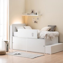 [출시 딱1달 가격인하] 포더홈 스페이서 슬라이딩 벙커침대 수납침대 LED침대 SS (440/640), 화이트, 본넬 매트리스
