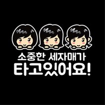 세자매가 타고 있어요 스티커 스티커(소중한 세자매 말괄량이 사이좋은 ) 주차번호판/알림판, 200mm X 133mm/반사원단/1-소중한 세자매