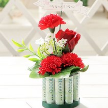 엄마생신 꽃케잌 용돈 선물박스 미니 장모님 할머니 생신 어버이날, 레드