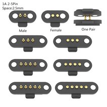 1Pair 1A Waterproof Magnetic Pogo Pin Connector 2P 3P 4P 5P Pogopin Male Female 2.5mm Spring Loaded, 01 2Pin